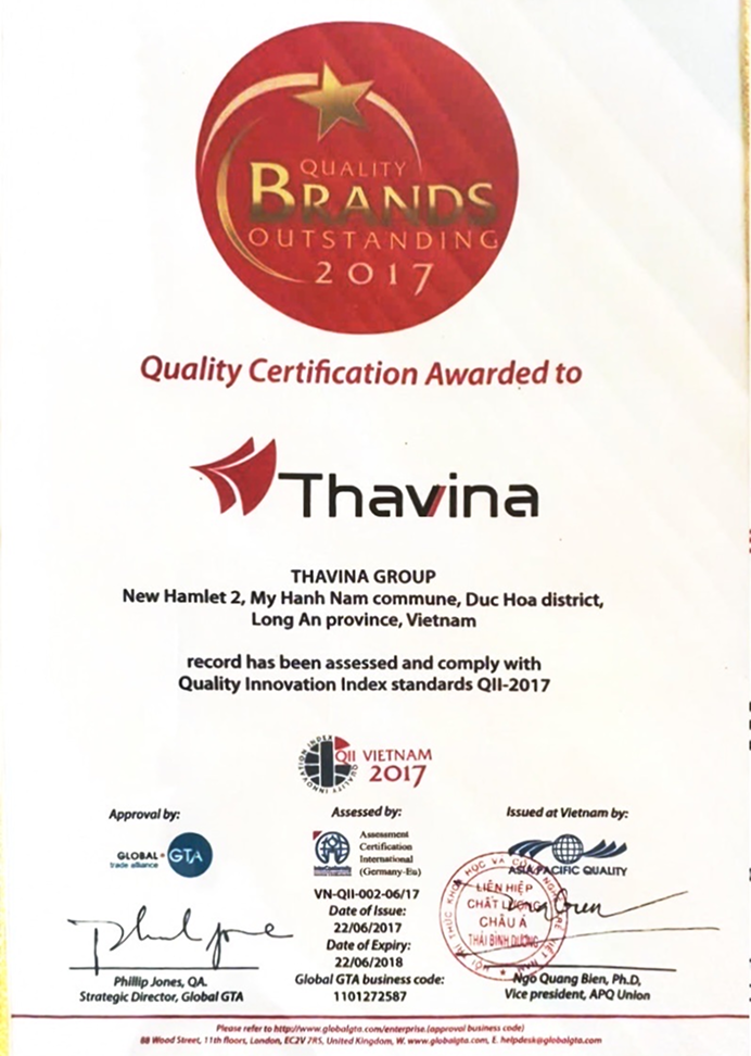 Chứng nhận Thương hiệu Chất lượng Nổi bật 2017